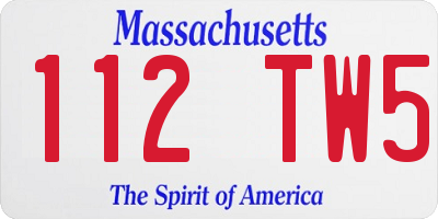 MA license plate 112TW5