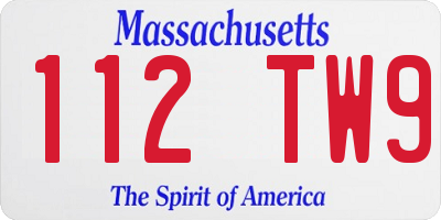 MA license plate 112TW9
