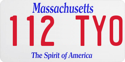 MA license plate 112TY0