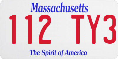 MA license plate 112TY3