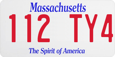 MA license plate 112TY4