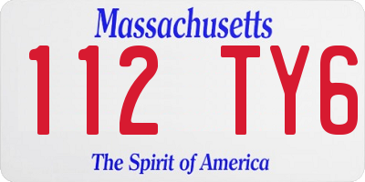 MA license plate 112TY6