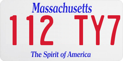 MA license plate 112TY7