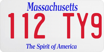 MA license plate 112TY9