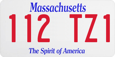 MA license plate 112TZ1