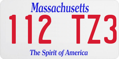 MA license plate 112TZ3