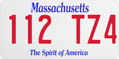 MA license plate 112TZ4