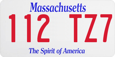 MA license plate 112TZ7