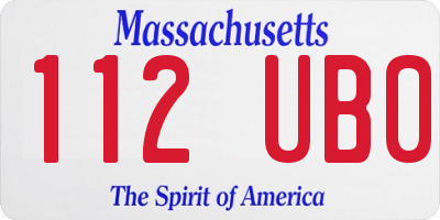 MA license plate 112UB0