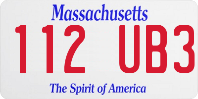 MA license plate 112UB3
