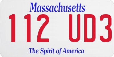MA license plate 112UD3