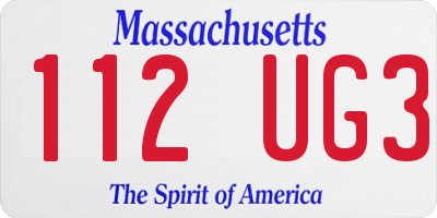 MA license plate 112UG3