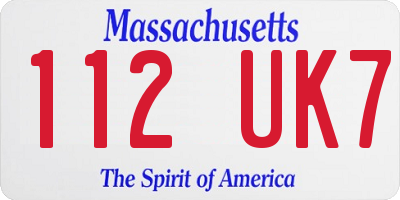 MA license plate 112UK7