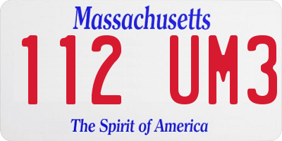 MA license plate 112UM3