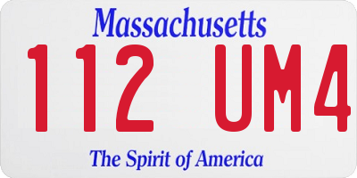 MA license plate 112UM4