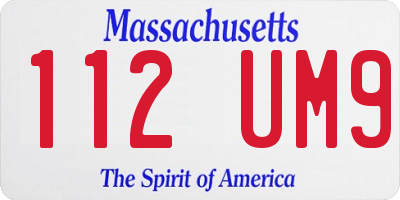 MA license plate 112UM9
