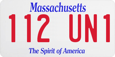 MA license plate 112UN1