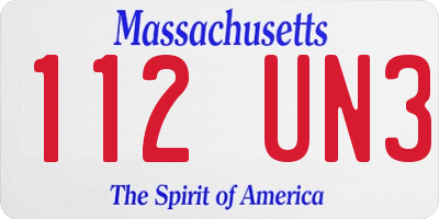 MA license plate 112UN3