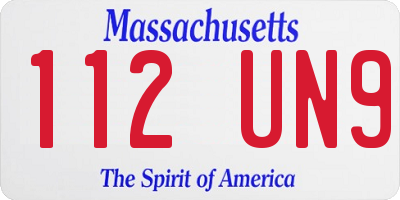 MA license plate 112UN9