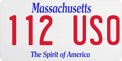 MA license plate 112US0