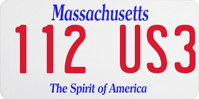 MA license plate 112US3