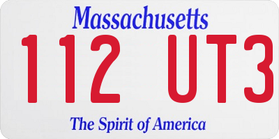 MA license plate 112UT3