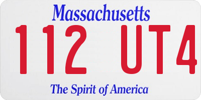 MA license plate 112UT4