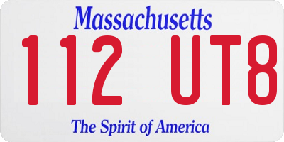 MA license plate 112UT8