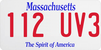 MA license plate 112UV3