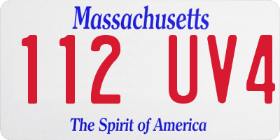 MA license plate 112UV4
