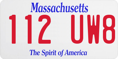 MA license plate 112UW8
