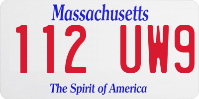 MA license plate 112UW9