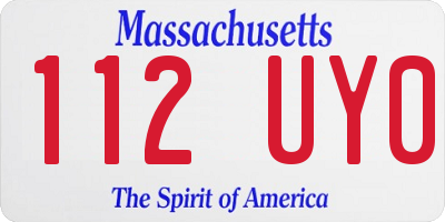MA license plate 112UY0