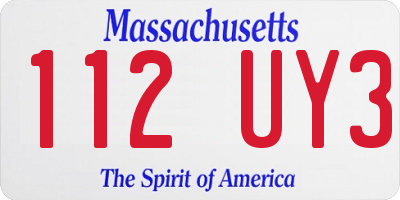 MA license plate 112UY3
