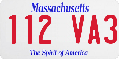 MA license plate 112VA3