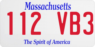 MA license plate 112VB3