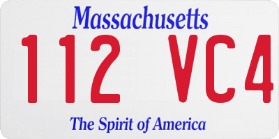 MA license plate 112VC4