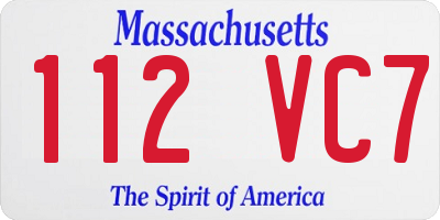 MA license plate 112VC7