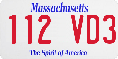 MA license plate 112VD3
