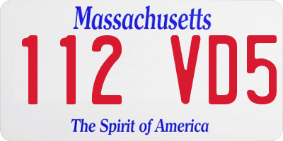 MA license plate 112VD5