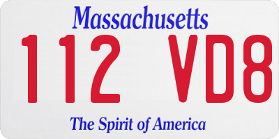 MA license plate 112VD8
