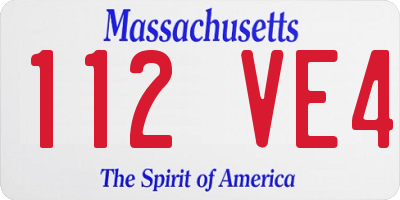 MA license plate 112VE4