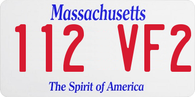MA license plate 112VF2