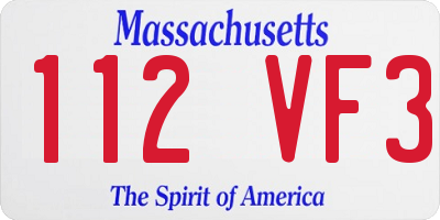 MA license plate 112VF3
