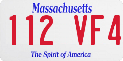 MA license plate 112VF4