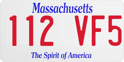 MA license plate 112VF5