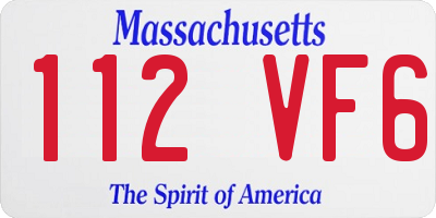 MA license plate 112VF6