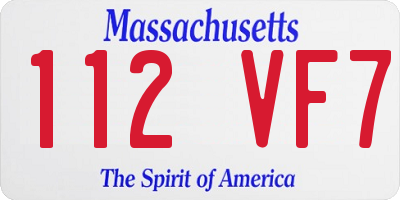 MA license plate 112VF7