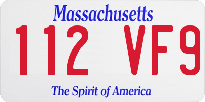MA license plate 112VF9