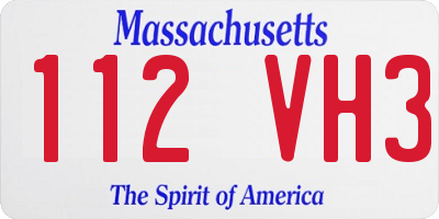 MA license plate 112VH3